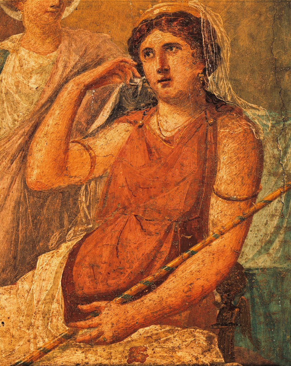 Hera, detalj av freskomaleri med tittelen Torture of Issone, House of Vettii, Pompeii, Campania, Roman Civilization av Roman Roman