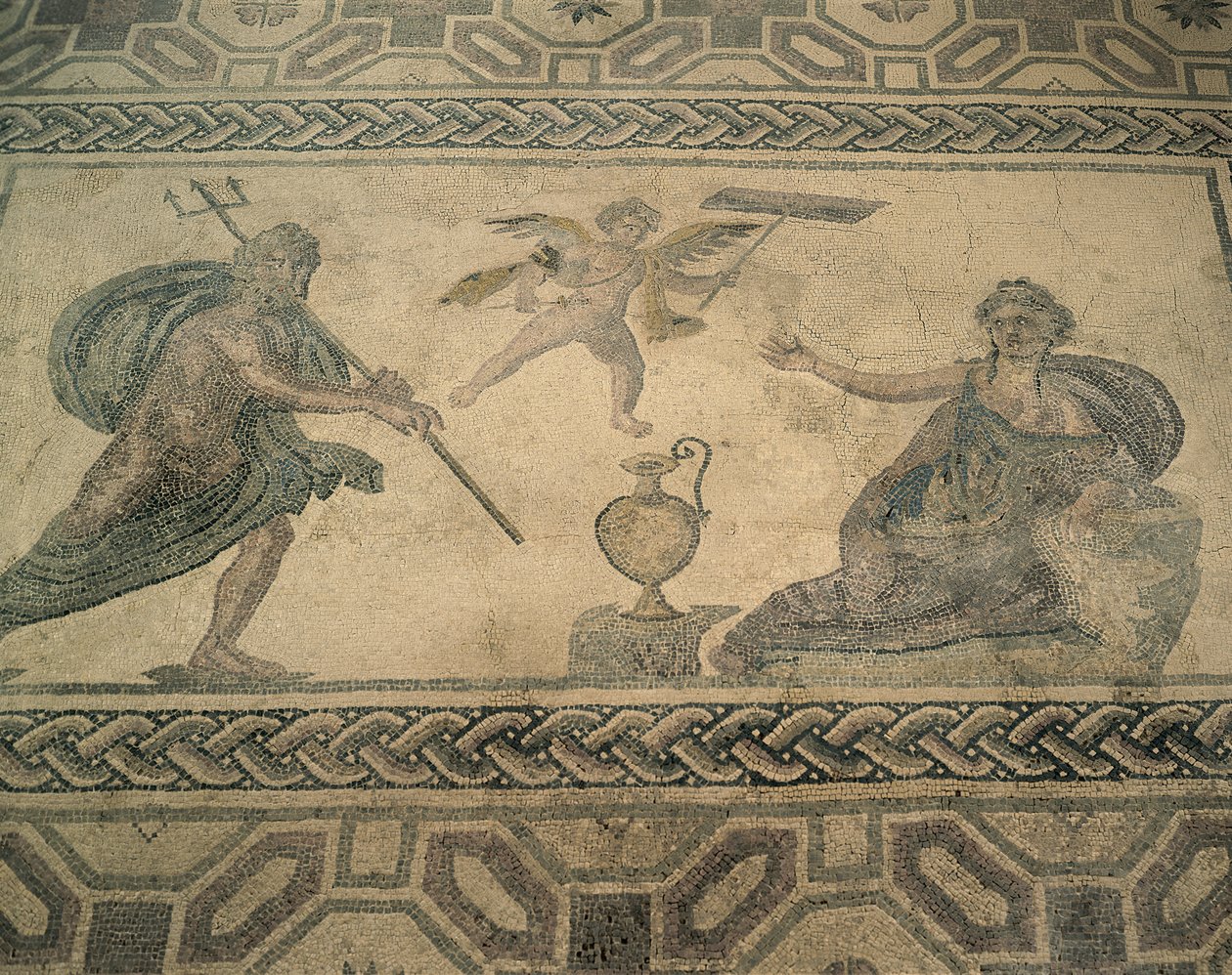 Høyvinkelvisning av et veggmaleri på gulvet, Pafos, Kypros (bilde) av Roman Roman