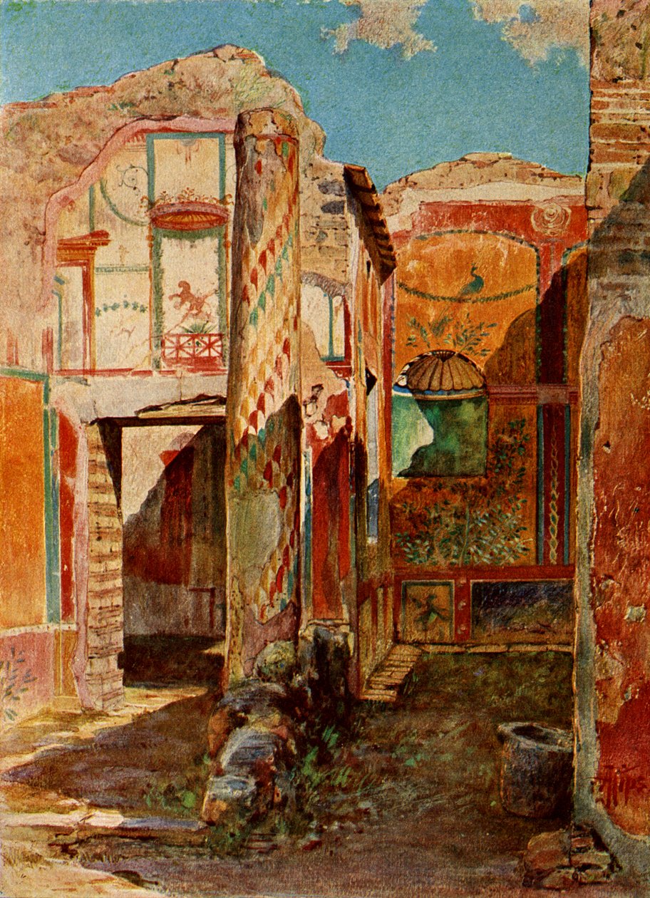 Interiøret i et Pompeii-hus av Roman Roman