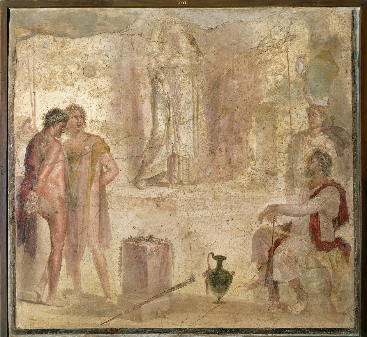 Italia, Campania, Pompei, House of Golden Cupids, Orestes og Pylades før Iphigenia, fresco av Roman Roman