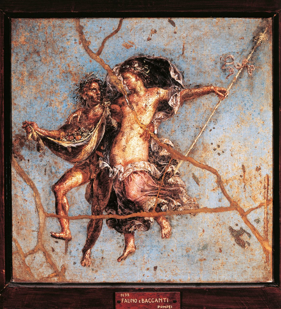 Italia, Campania, Pompeii, Faun og Maenad fra House of the Dioscuri, fresco av Roman Roman