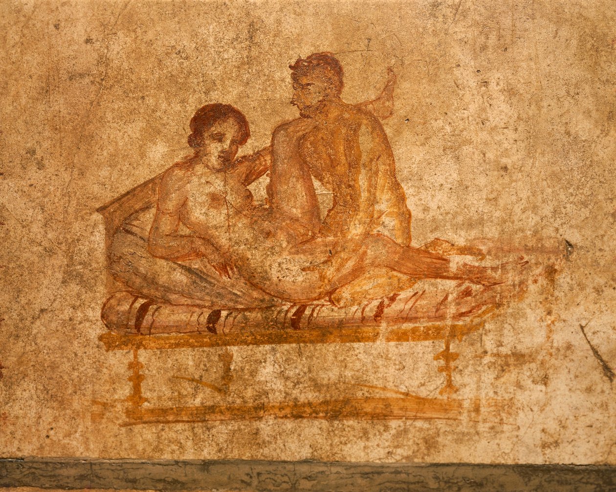 Italia, Campania-regionen, Napoli-provinsen, Pompei, House of Vettii, erotisk freskomaleri av Roman Roman