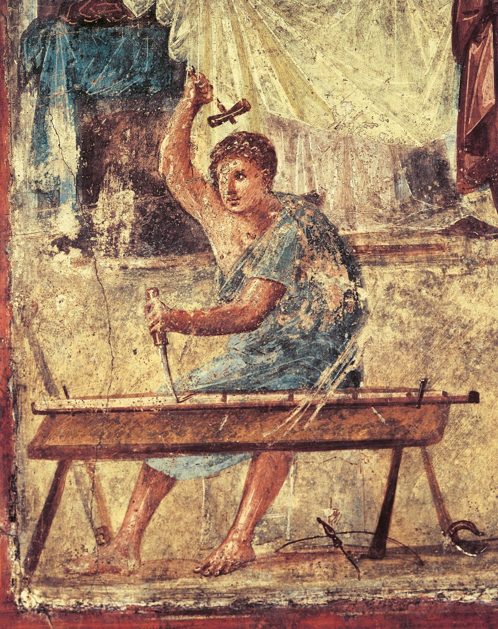 Italia, Campania-regionen, Napoli-provinsen, Pompei, House of Vettii, Fresco som viser snekker av Roman Roman