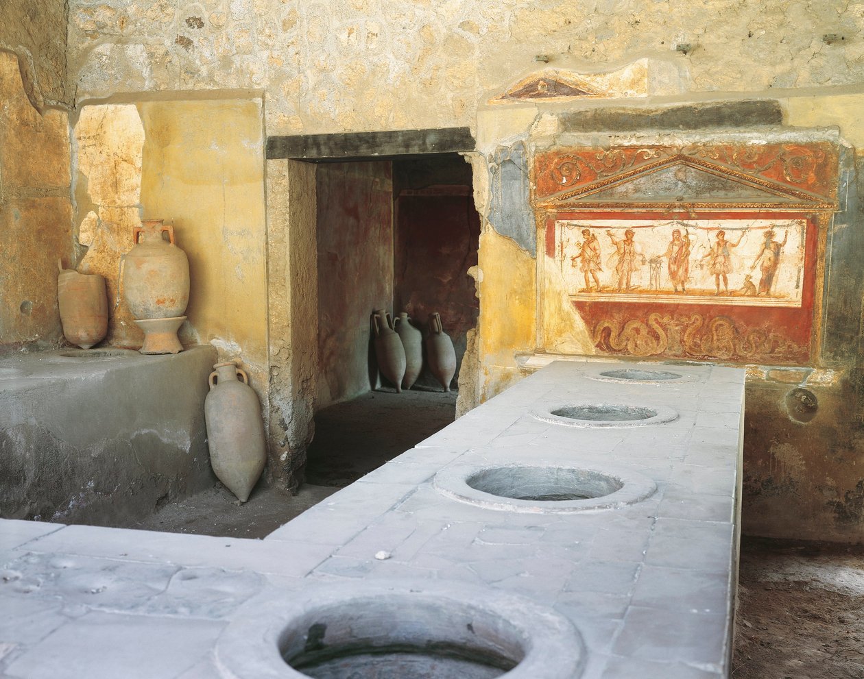 Italia, Campania-regionen, Pompeii, Thermopolium i Via dell'Abbondanza av Roman Roman