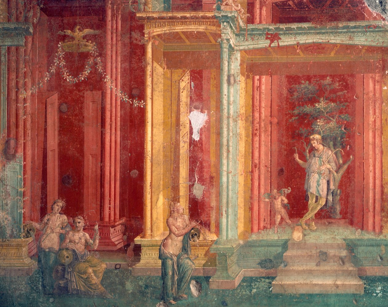 Italia, Napoli-provinsen, Campania-regionen, Pompeii, House of Loreio Tiburtino, Fresco av Roman Roman