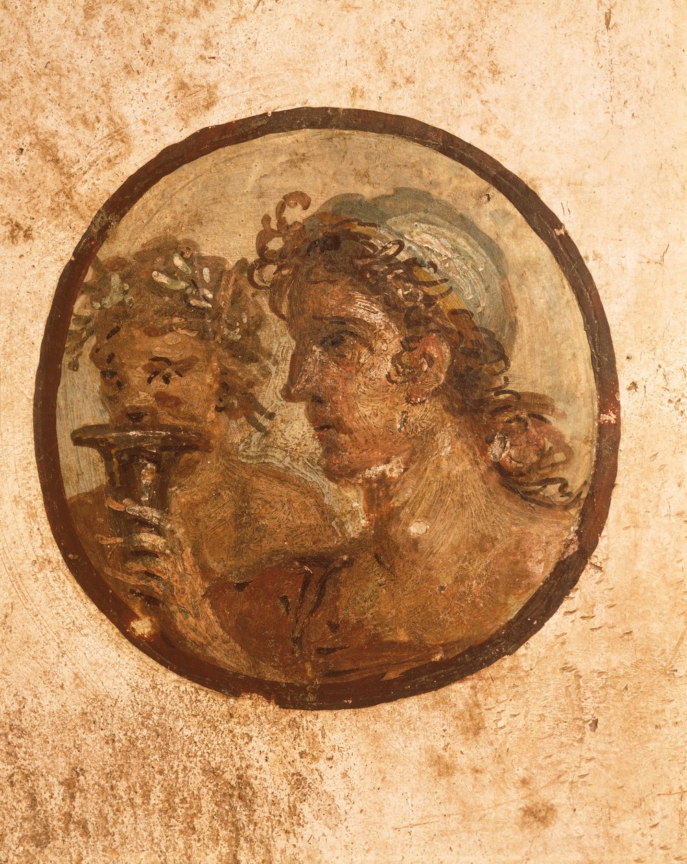 Italia, Napoli-provinsen, Campania-regionen, Pompei, House of Loreio Tiburtino, detalj av freske som viser idrettsutøvere av Roman Roman