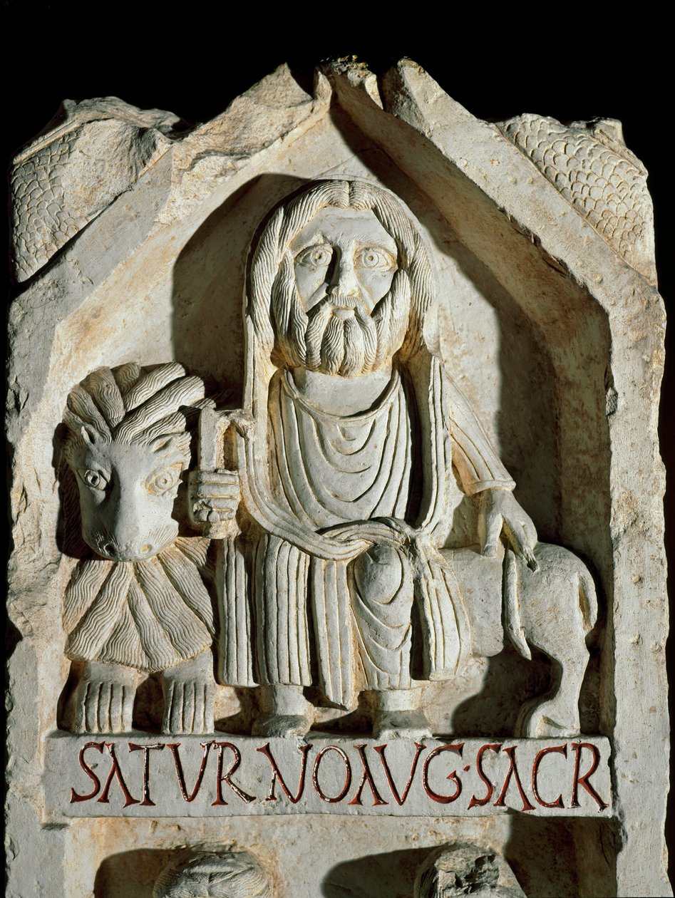 Sen romersk kunst: stele dedikert til "" Saturn August "" (Saturn August) Roma Museum of Roman Civilization av Roman Roman