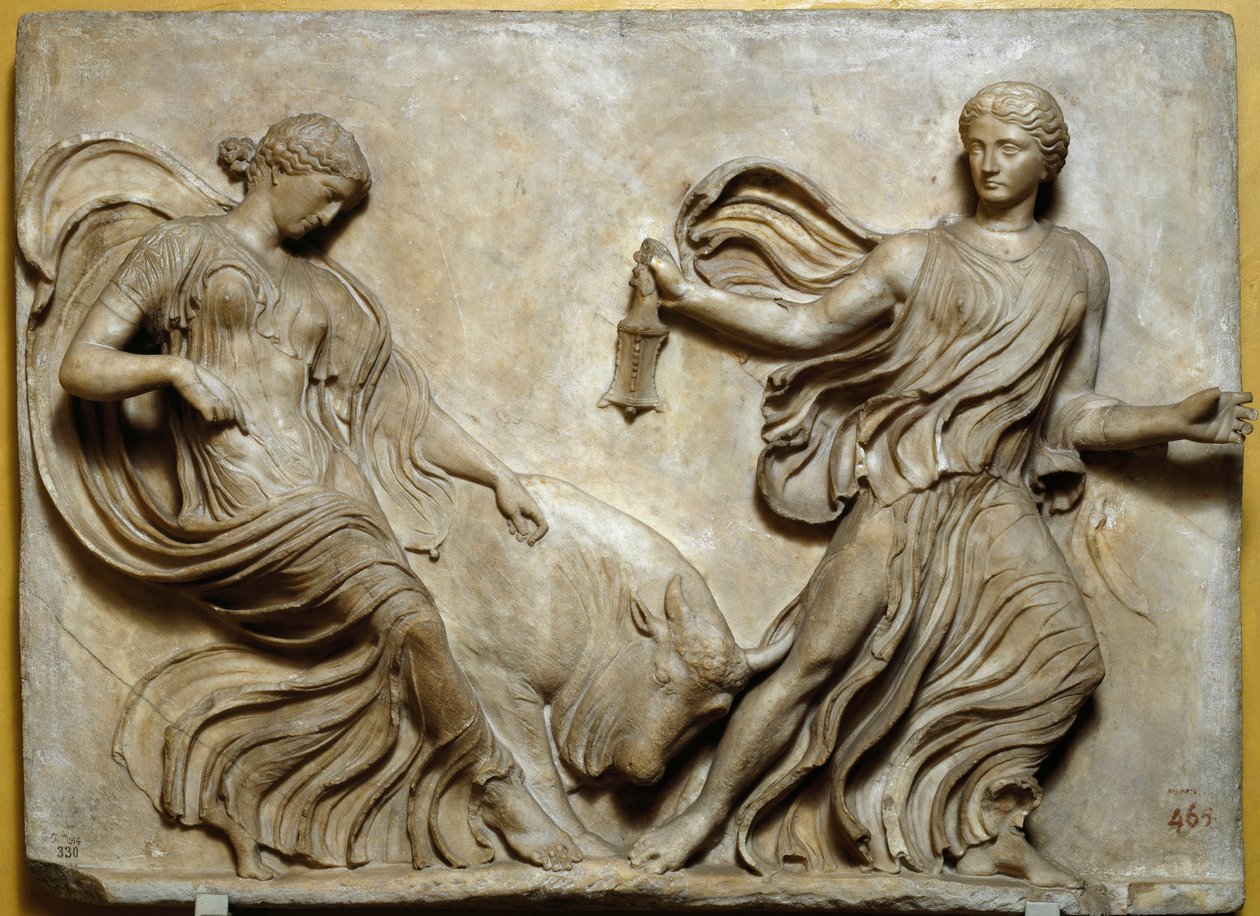 Lavt relieff av brystningen til templet Nike Athena av Roman Roman