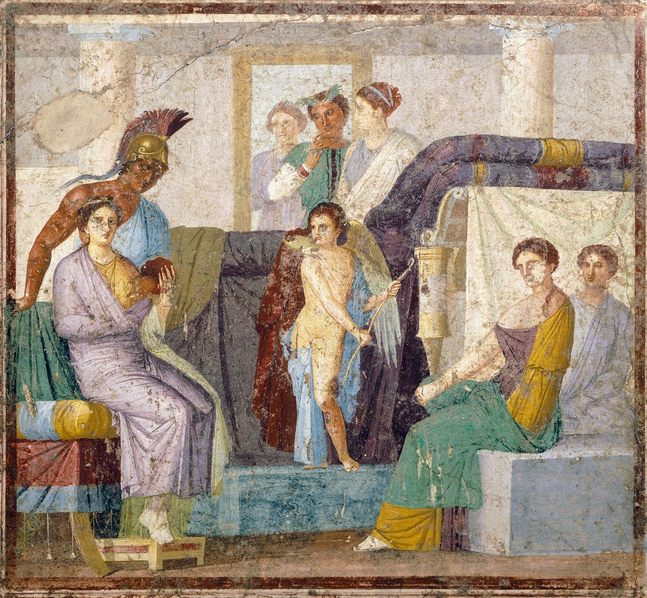 Venus og Mars ekteskap, tablinum veggmaleri fra House of Marco Lucrezio Fronto, Pompeii, Campania, romersk sivilisasjon av Roman Roman
