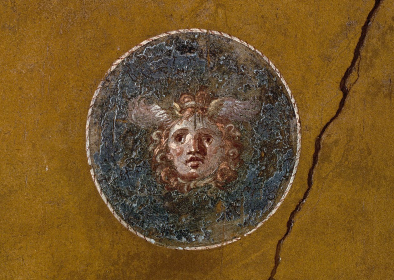 Medaljong med Gorgons hode, høyre ving i House of Vettii, Pompeii (UNESCOs verdensarvliste av Roman Roman
