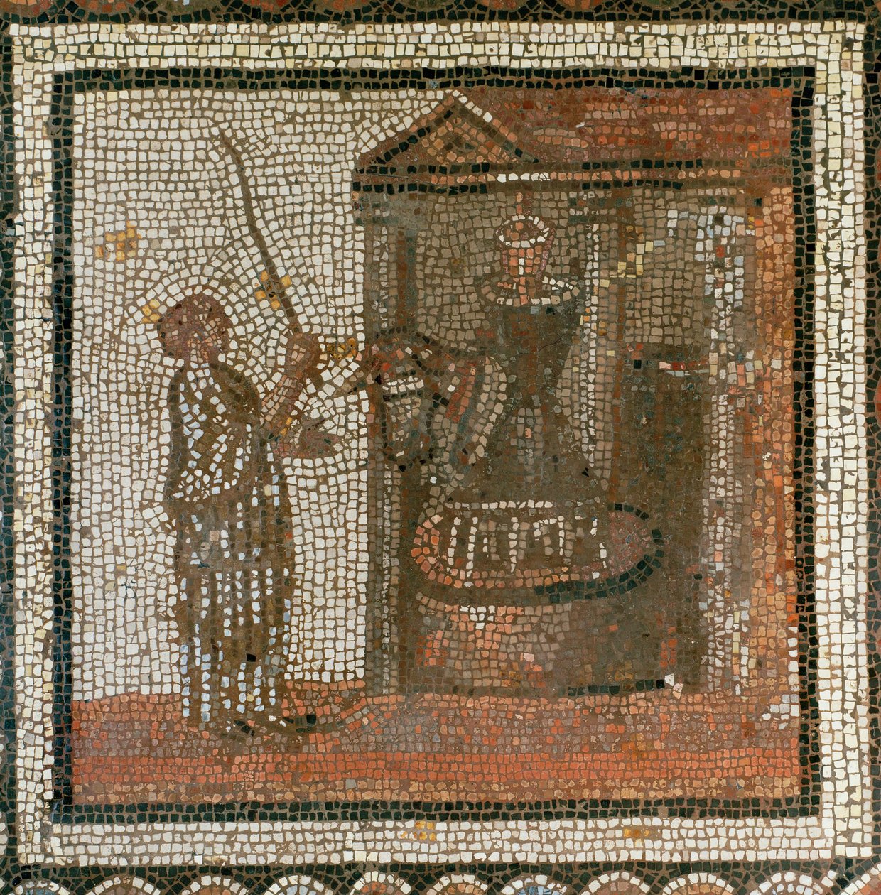 Mølle med møllesteiner (mosaikk) av Roman Roman