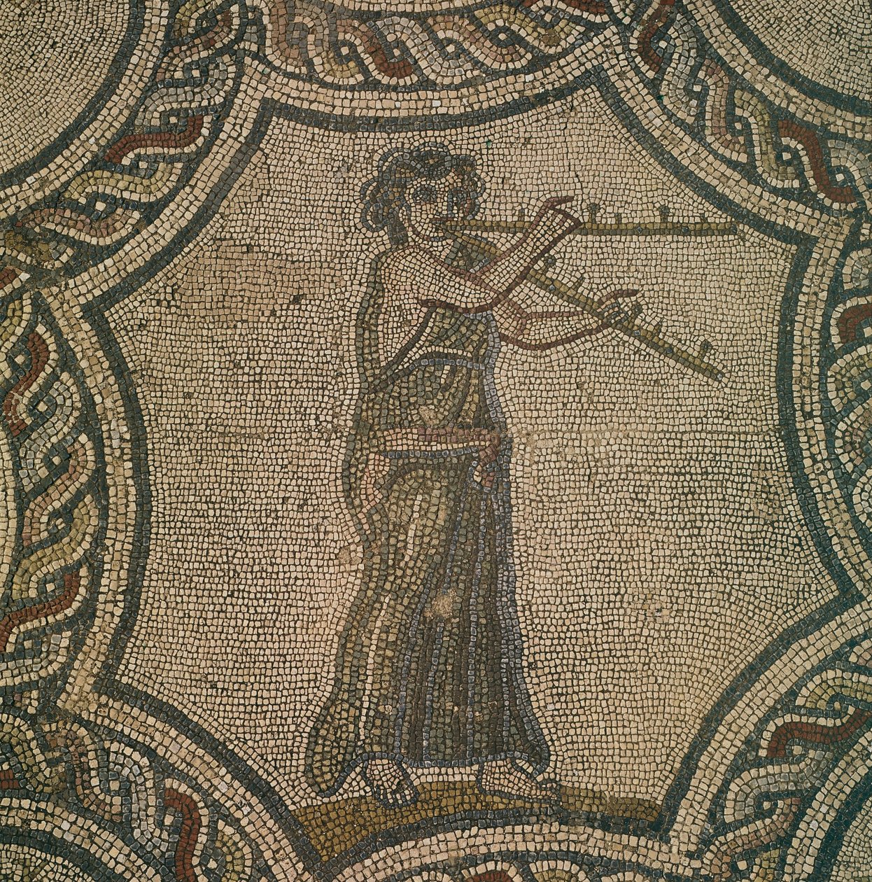 Mosaikk som viser kvinnelig fløytist fra House of Dionysus, i Volubilis, Marokko, romersk sivilisasjon, av Roman Roman