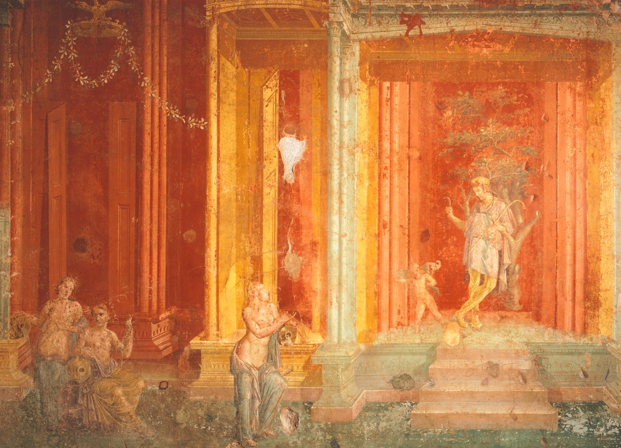 Veggmaleri som viser Iphigenia in Taurus, House of Pinarius Cerialis, Pompeii, Campania, Italia av Roman Roman