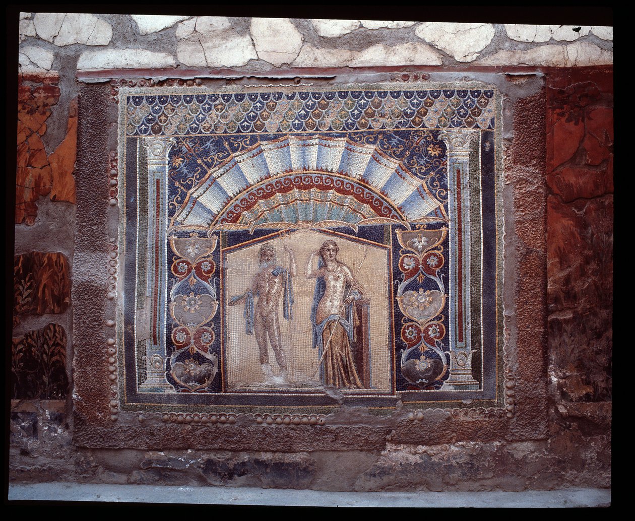 Neptun og amfitritt. Veggmosaikk fra trikliniumet til Casa di Nettuno e Amphitrite, 5. århundre f.Kr.-1. århundre e.Kr. av Roman Roman