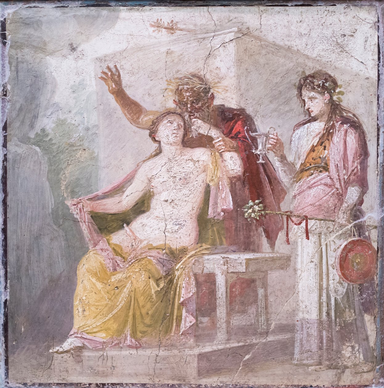 Gammel satyr og hermafroditt, 50–79 e.Kr. (freske) av Roman Roman