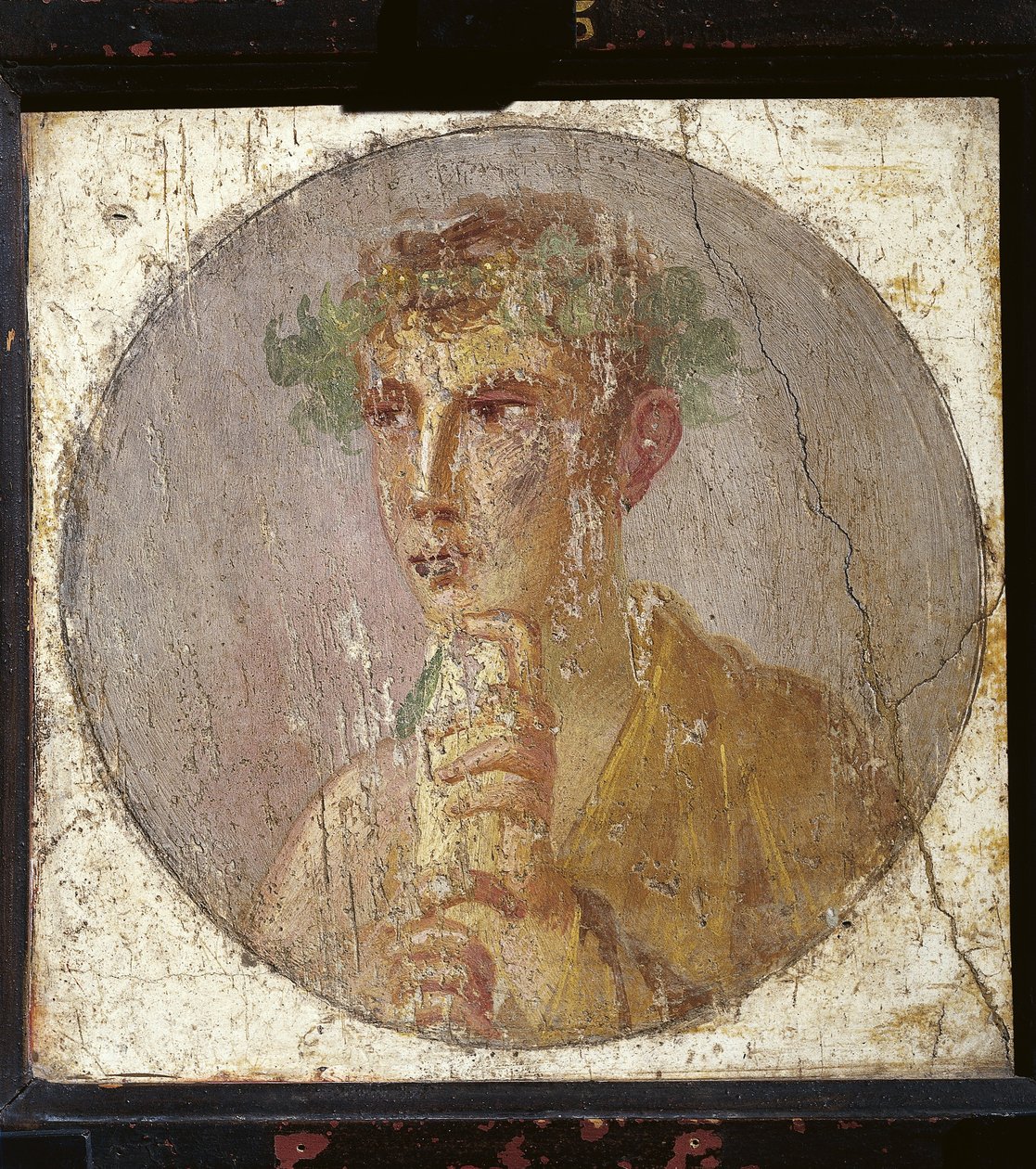Portrett av en ung mann som holder en papyrusrulle fra Italia, Campania, Pompeii, maleri på gips, 55-79 e.Kr. av Roman Roman
