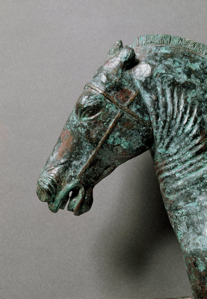 Romersk kunst: "" Galopperende hest"" Detalj. Bronseskulptur fra Cerro al Calvario av Roman Roman