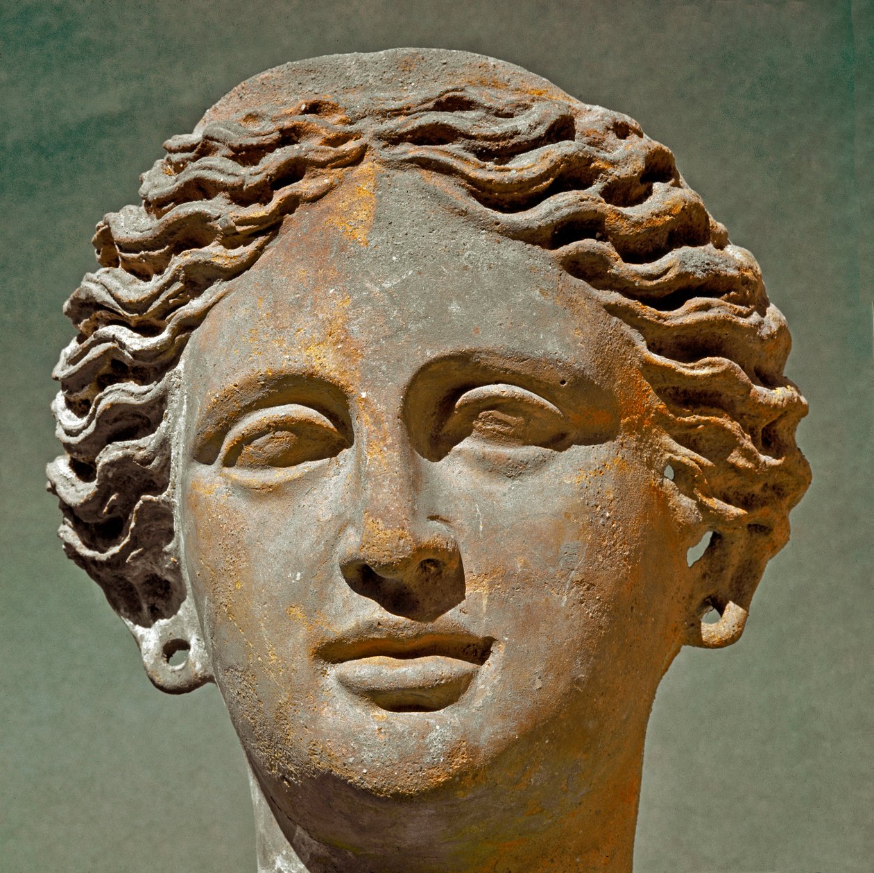 Romersk kunst: Portrett av en kvinne. Terrakottaskulptur fra den republikanske tiden. 6th-1st Century f.Kr. Cagliari, Nasjonalt arkeologisk museum, Sardinia, Italia av Roman Roman
