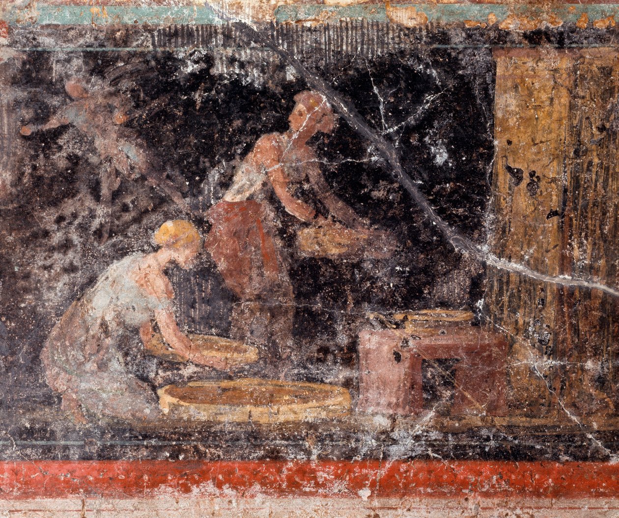 Romersk kunst: kvinner som gjør lekser, fra frisen til rom C, Villa Farnesina (romersk kunst: kvinner som gjør lekser, fra frisen til rom C, Villa farnesina) Roma museo nazionale romano av Roman Roman