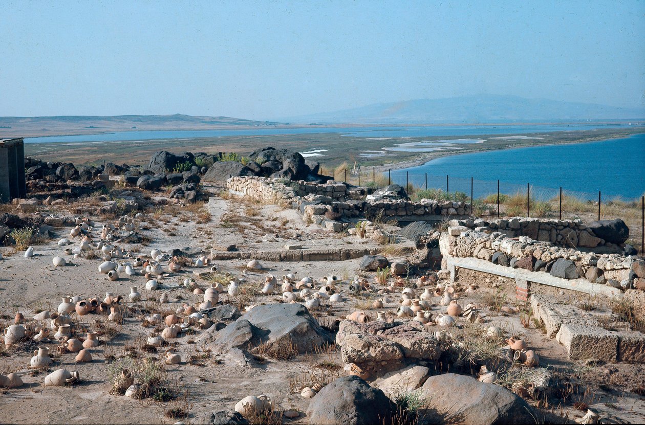 Stedsutsikt over byen Tharros, gammel punisk-romersk havn, grunnlagt av fønikerne på Sardinia, Italia av Roman Roman