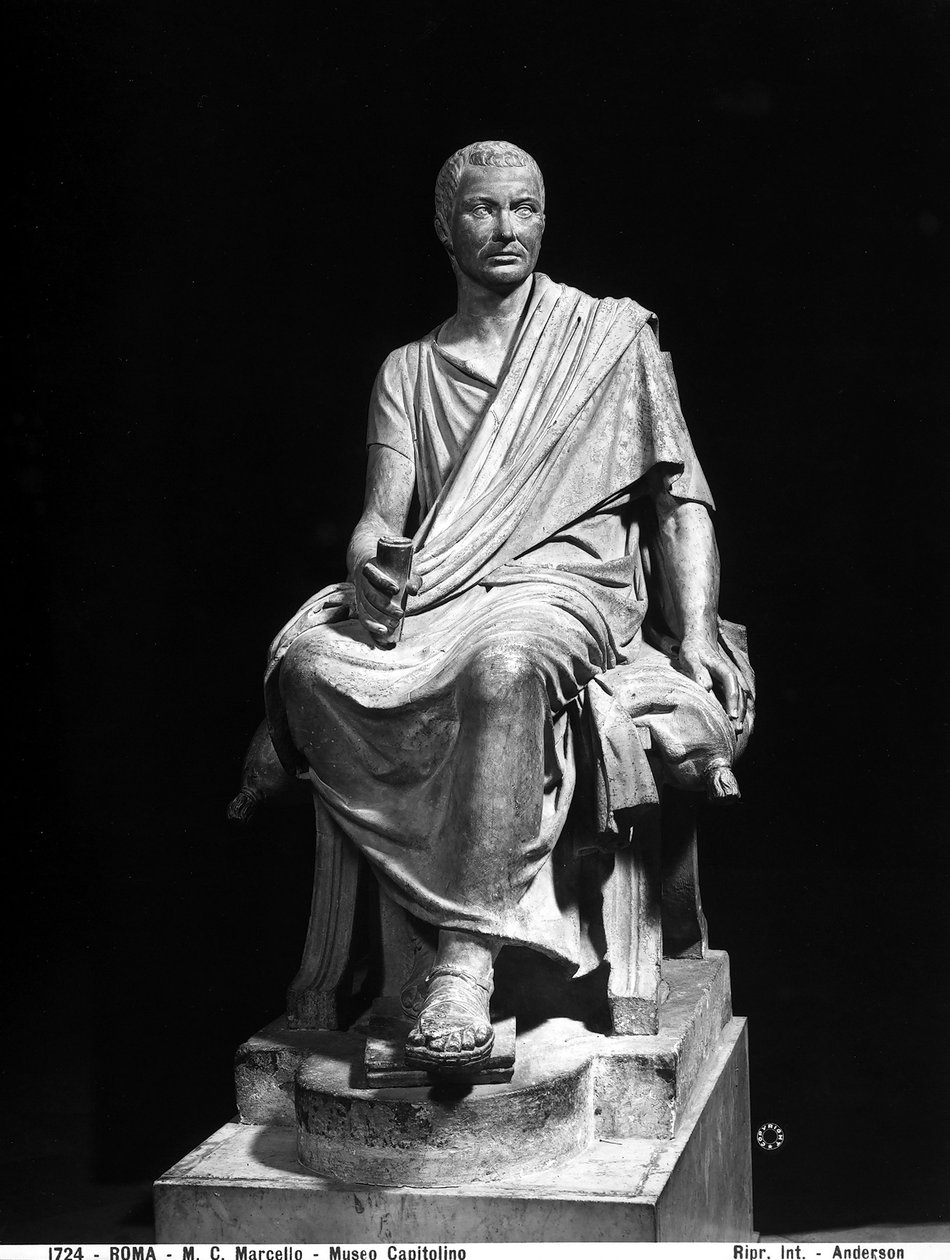 Statue av Marcus Claudius Marcellus (ca. 268-208 f.Kr.) (marmor) av Roman Roman