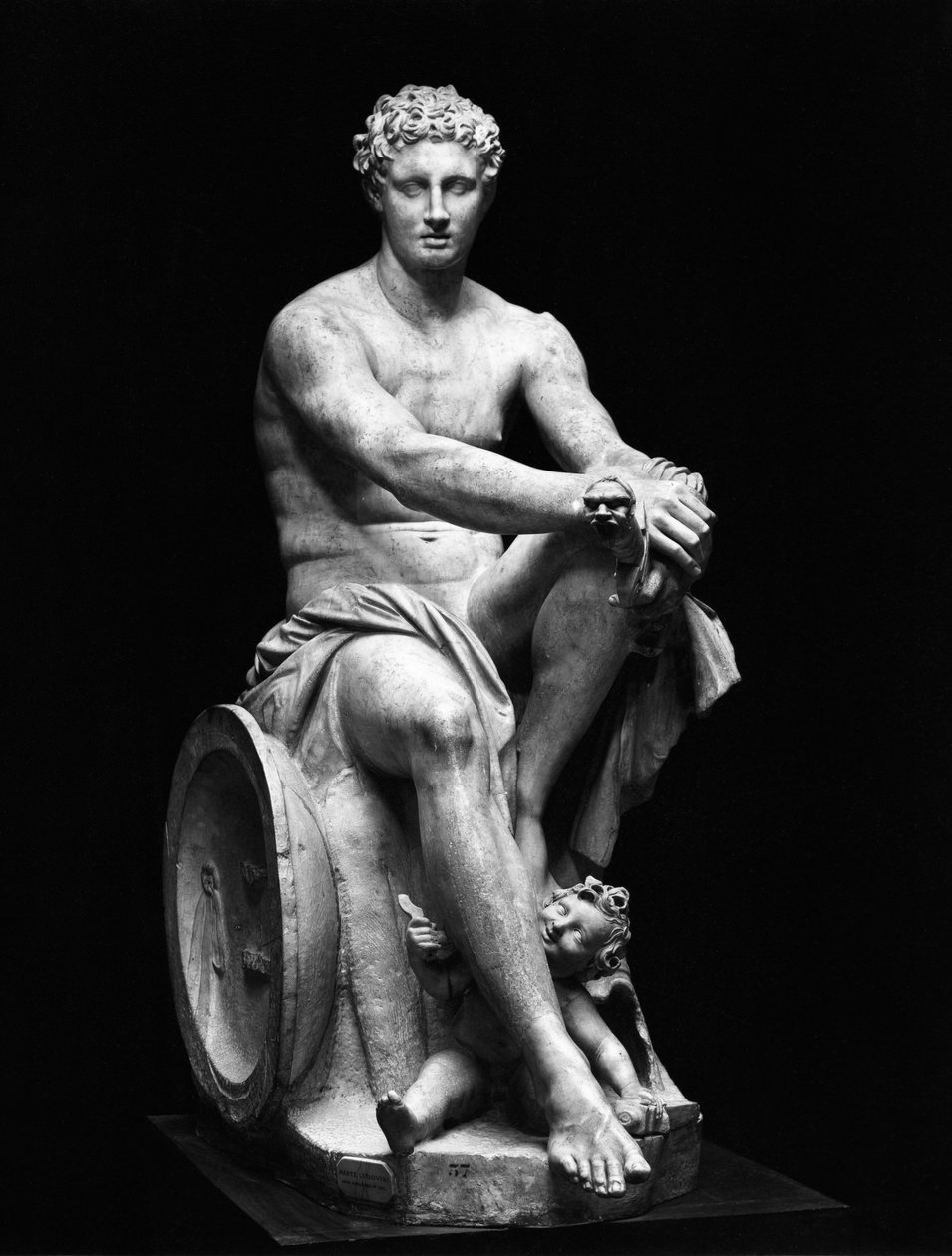 Ares Ludovisi, kopi av en gresk original fra 400-tallet f.Kr. (marmor) (s/hvitt-bilde) av Roman Roman