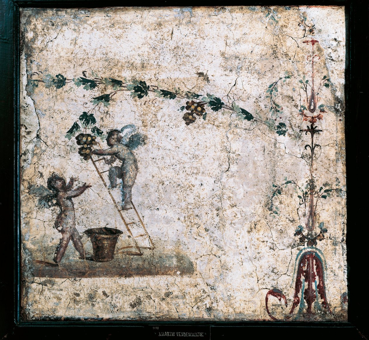 Tredje stilfreskomaleri som viser innhøsting av Cupids, fra House of Marcus Lucretius i Pompeii av Roman Roman