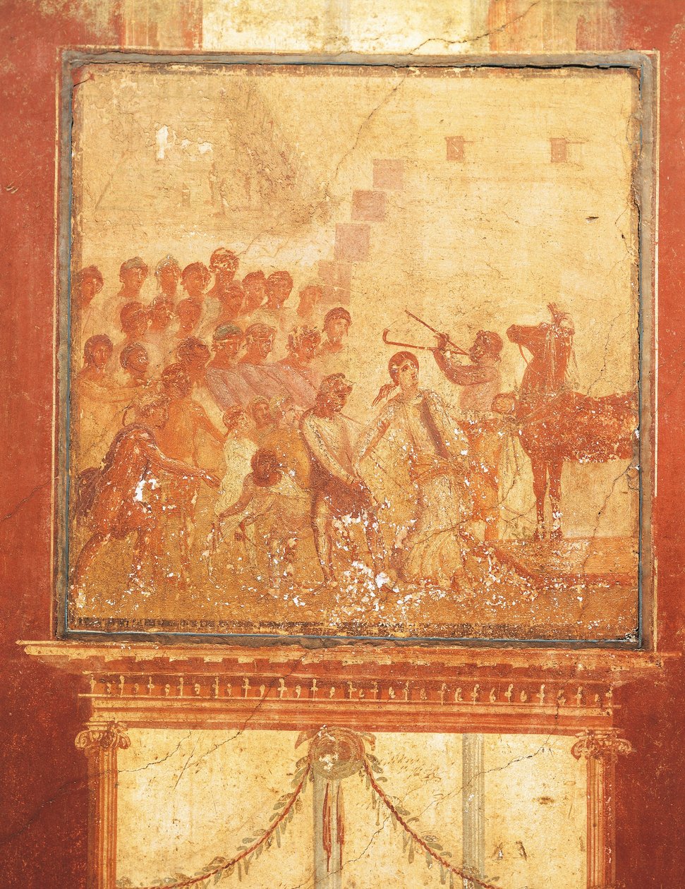 Trojansk hest, freskomaleri fra House of Menander, Pompeii, Campania, romersk sivilisasjon av Roman Roman