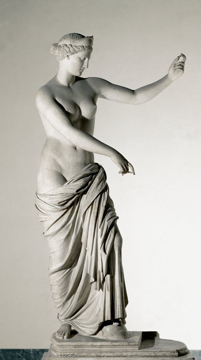 Venus fra Capua med speil (marmorskulptur etter en gresk original fra 4.-3. århundre f.Kr.) av Roman Roman