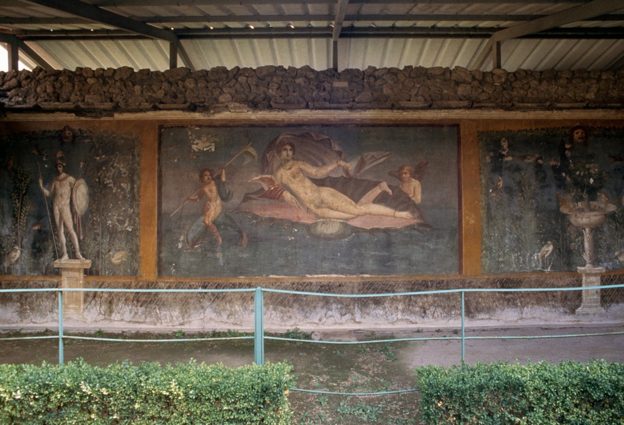 Venus i skall, freskomaleri fra peristylium i House of Venus in Shell, Pompeii (UNESCOs verdensarvliste av Roman Roman