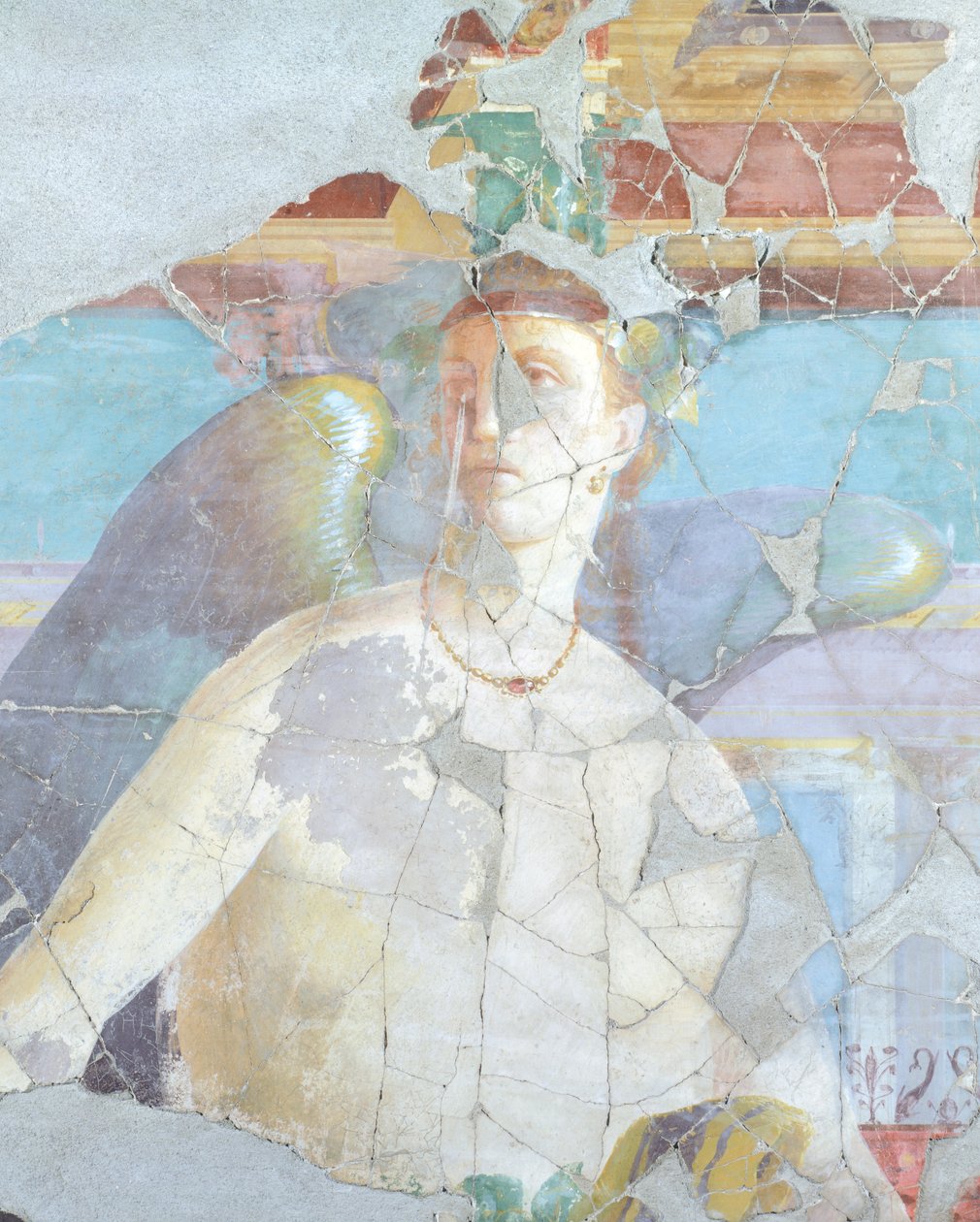Bevinget kvinne, detalj av freskomaleri i House of Fabius Rufus, Pompeii, Campania, romersk sivilisasjon av Roman Roman