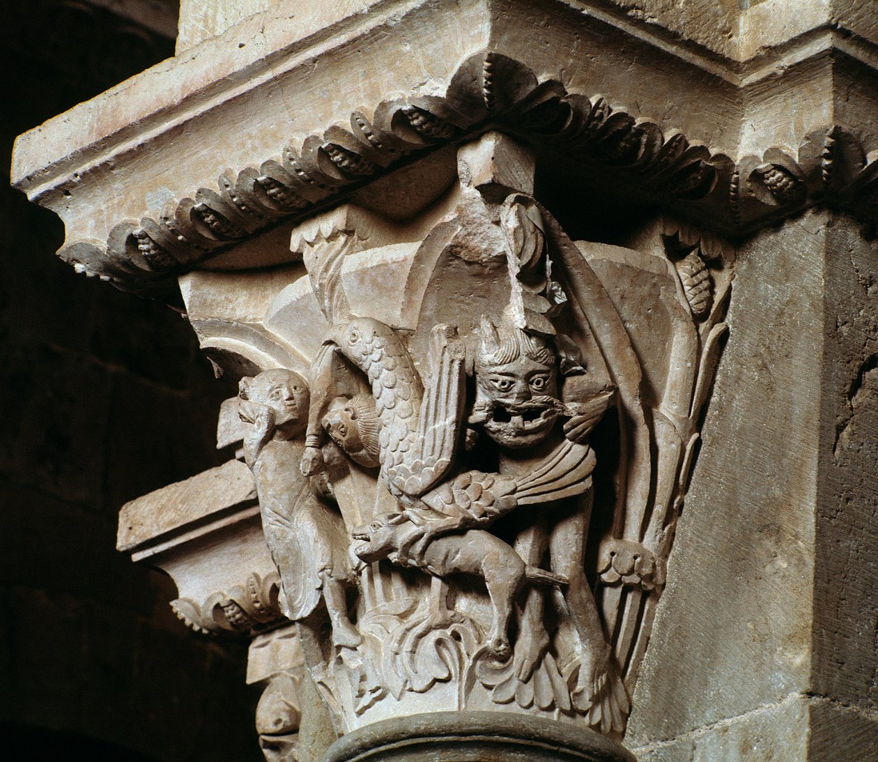 Bortføring av Ganymedes (utskåret hovedstad) av Romanesque