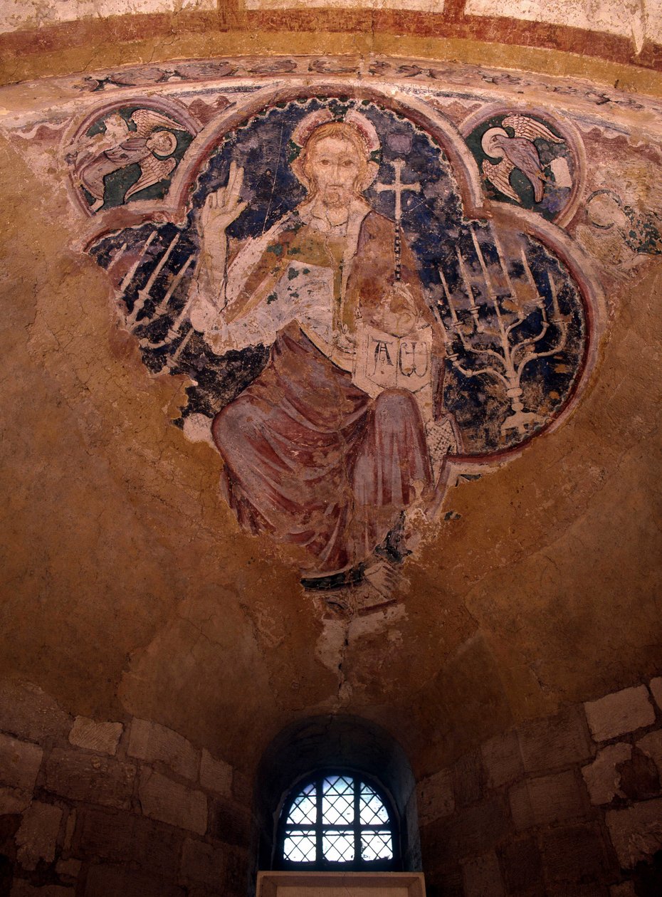 Kristus i majestet (i herlighet). Fresko fra 1200-tallet, krypten til Cathedrale d