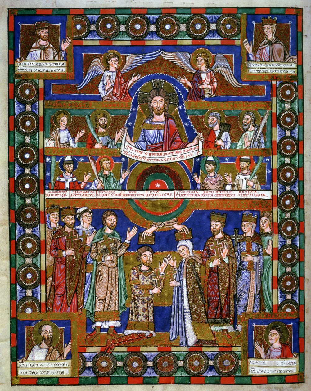 Kroning av Henrik Løven og hans ekteskap med Matilda, fra Evangeliet til Løven Henrik av Romanesque