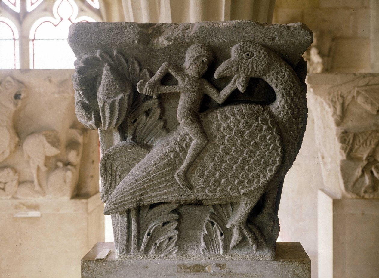 Dekor av et telt av Cathedrale Saint Lazarus d'Autun. Romansk kunst fra 1200-tallet. Capitular Hall of Cathedrale d'Autun, Saone og Loire, Burgund, Frankrike. av Romanesque