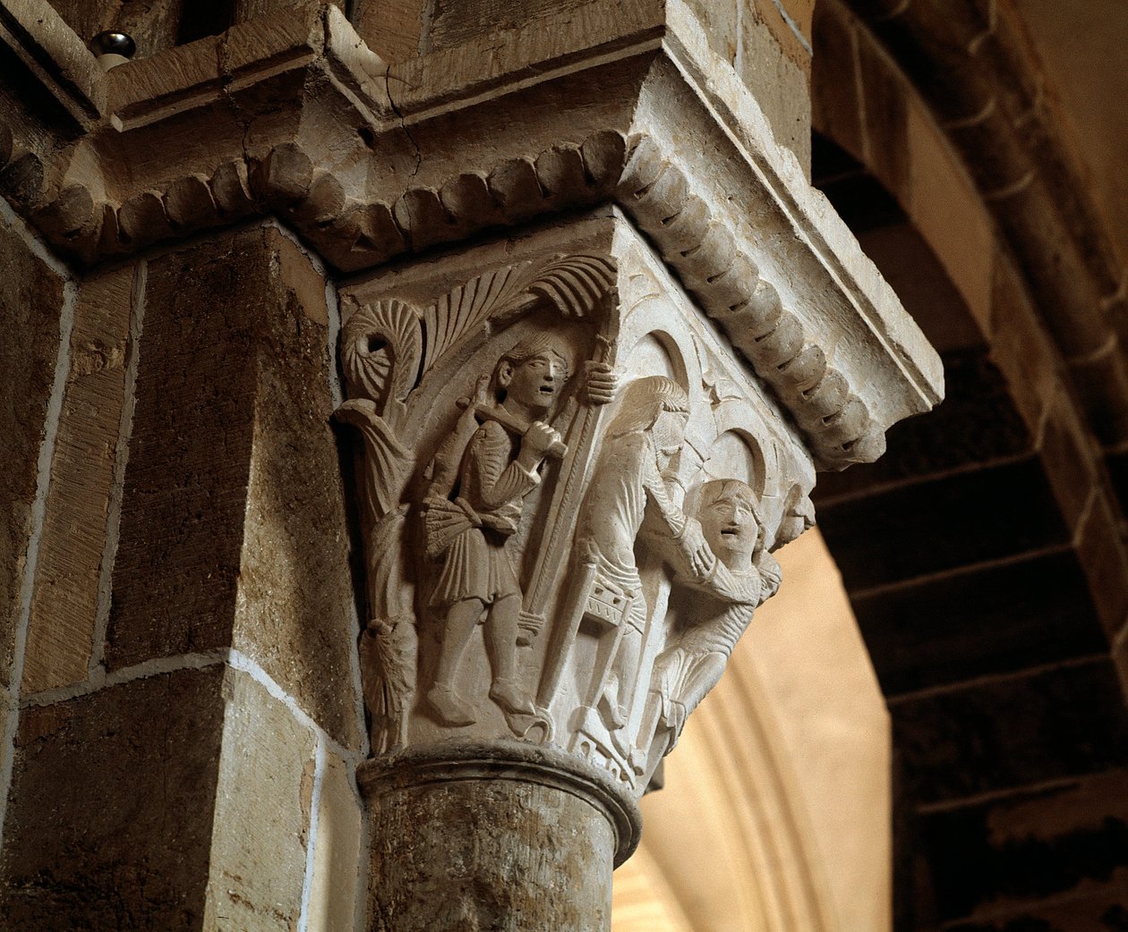Esau kommer tilbake fra jakt (utskåret kapital) av Romanesque