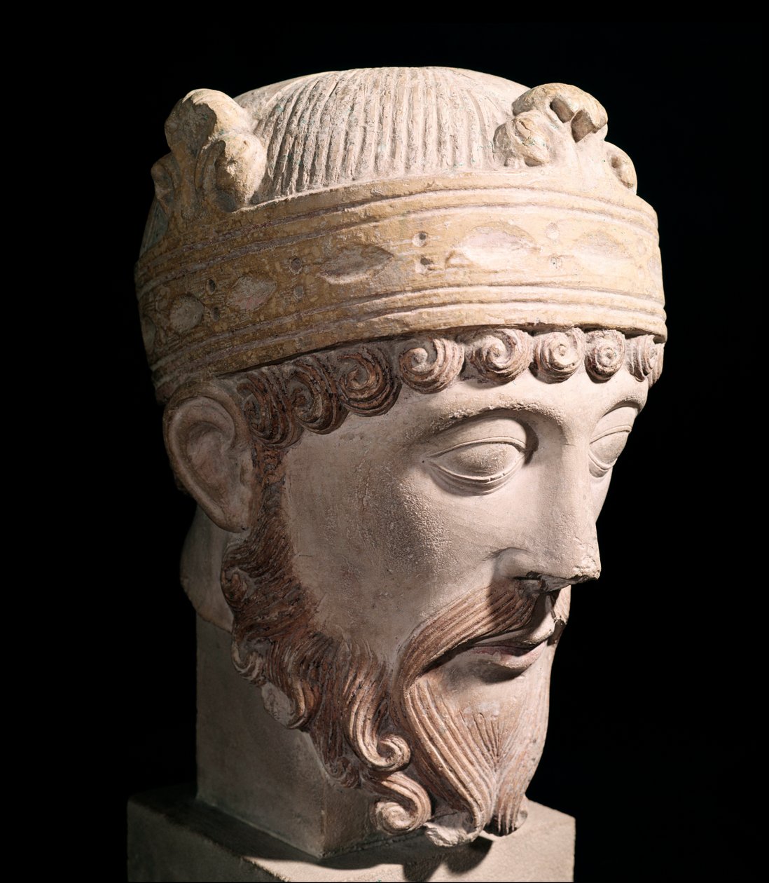 Portrett av den karolingiske kongen av Vest-Francia Lothair (steinskulptur av Romanesque