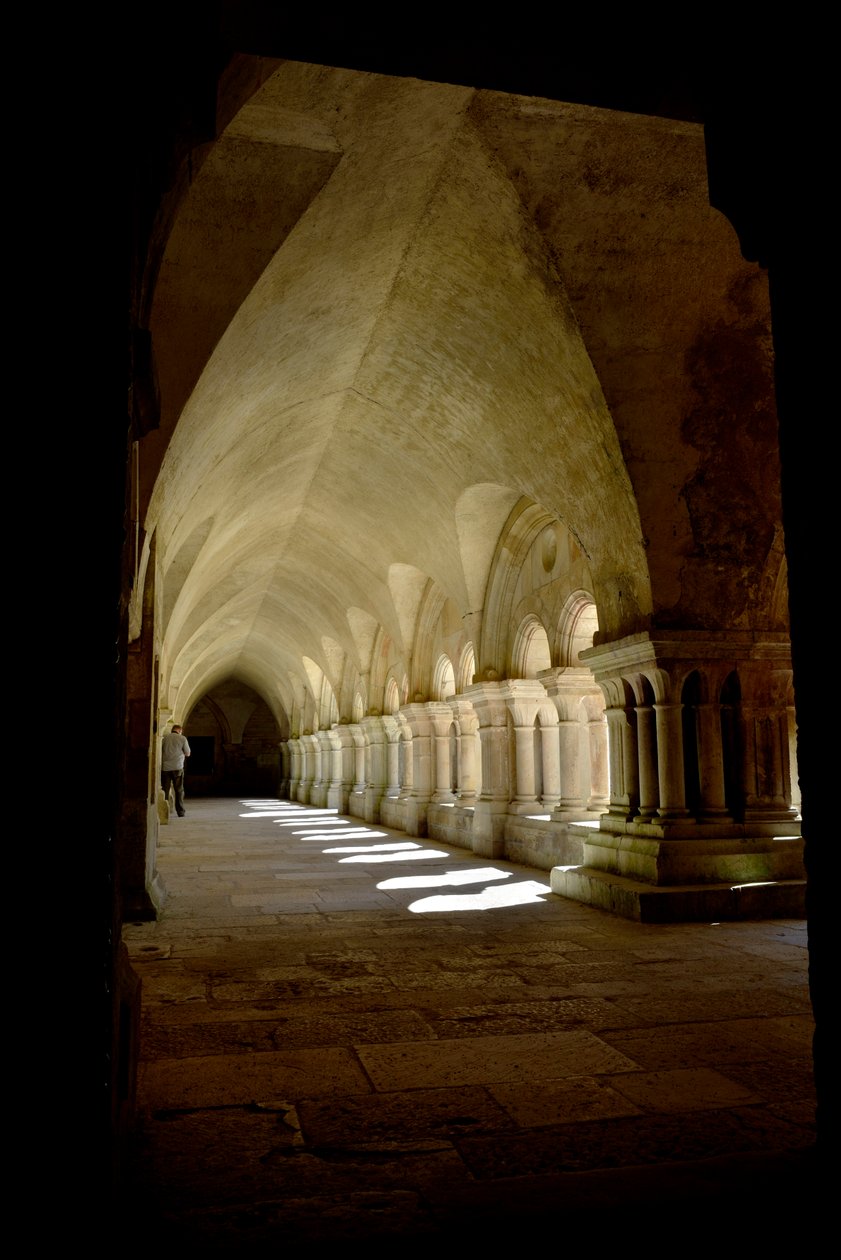 Romansk arkitektur: galleriet til klosteret til cistercienserklosteret Fontenay, Burgund av Romanesque