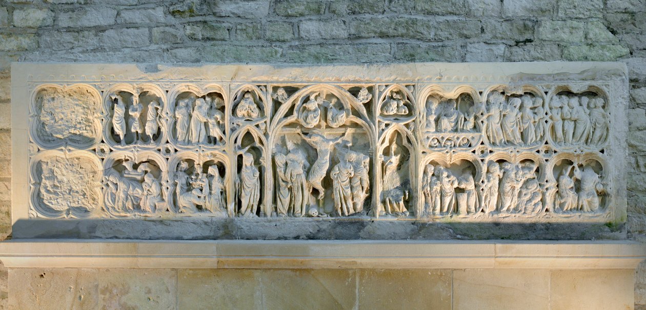 Romansk kunst: altertavle som representerer forskjellige scener av evangeliet av Romanesque