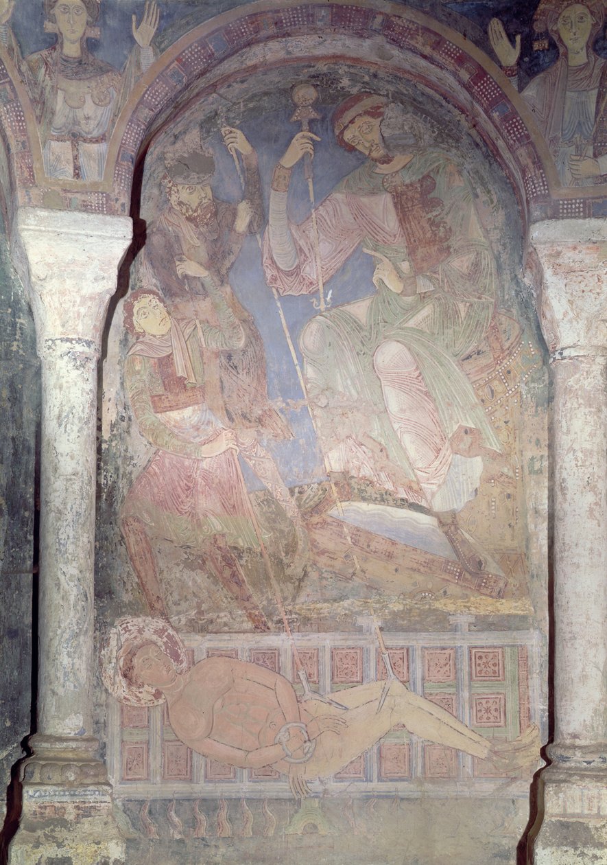The Martyrdom of St. Lawrence i nærvær av prefekten Dacien, tidlig på 1100-tallet av Romanesque