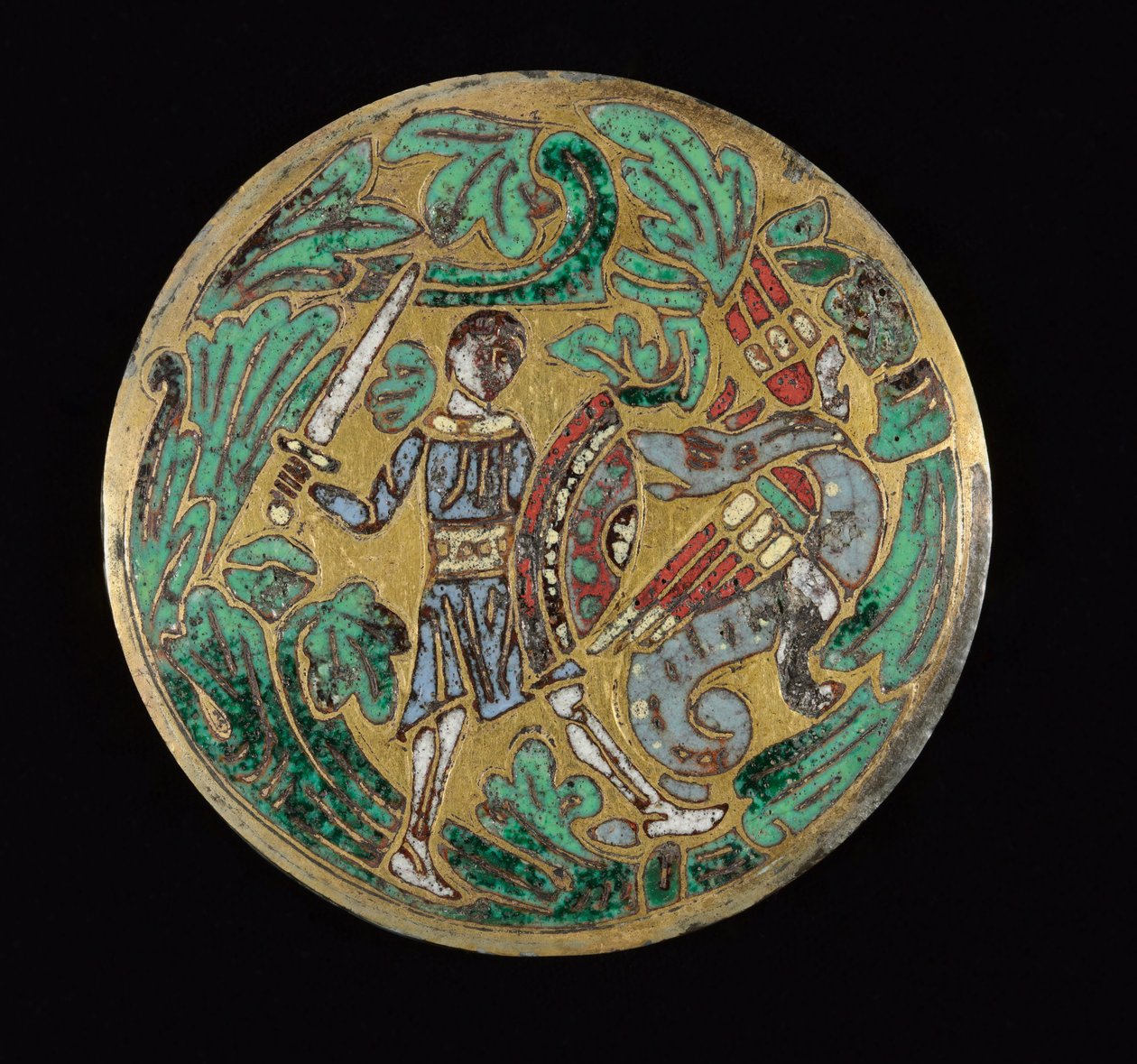 Kriger som kjemper mot en drage, ca. 1170-1180 av Romanesque