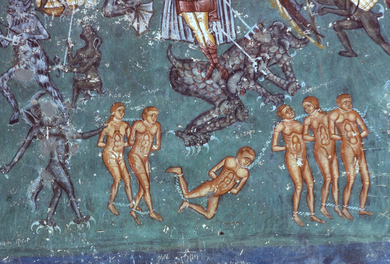 The Damned, detalj fra The Last Judgement, 1547-50 av Romanian School
