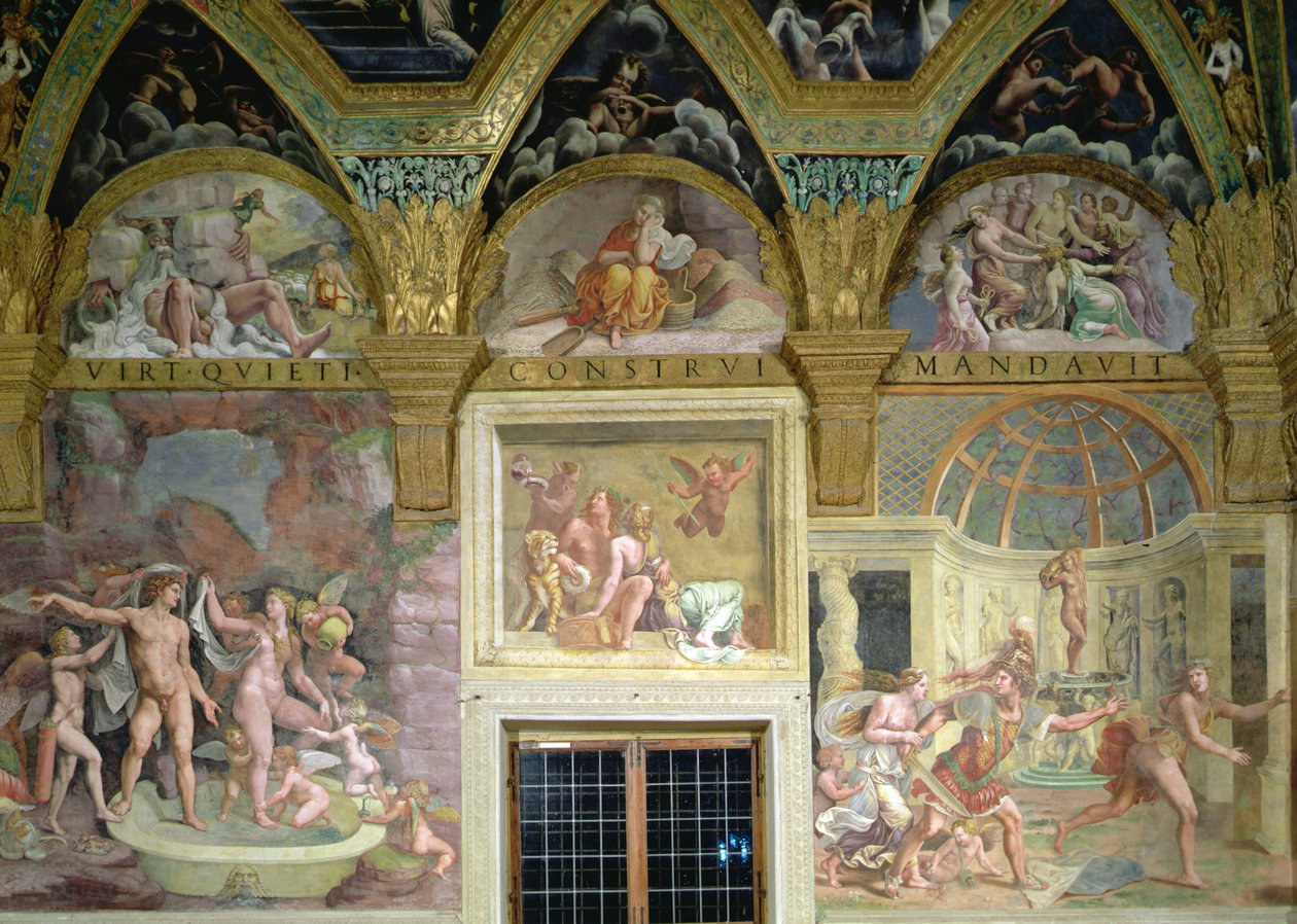 Psykens rom. Venus og Mars bading; Bacchus og Ariadne; Venus og Adonis overrasket av Mars av Romano Giulio
