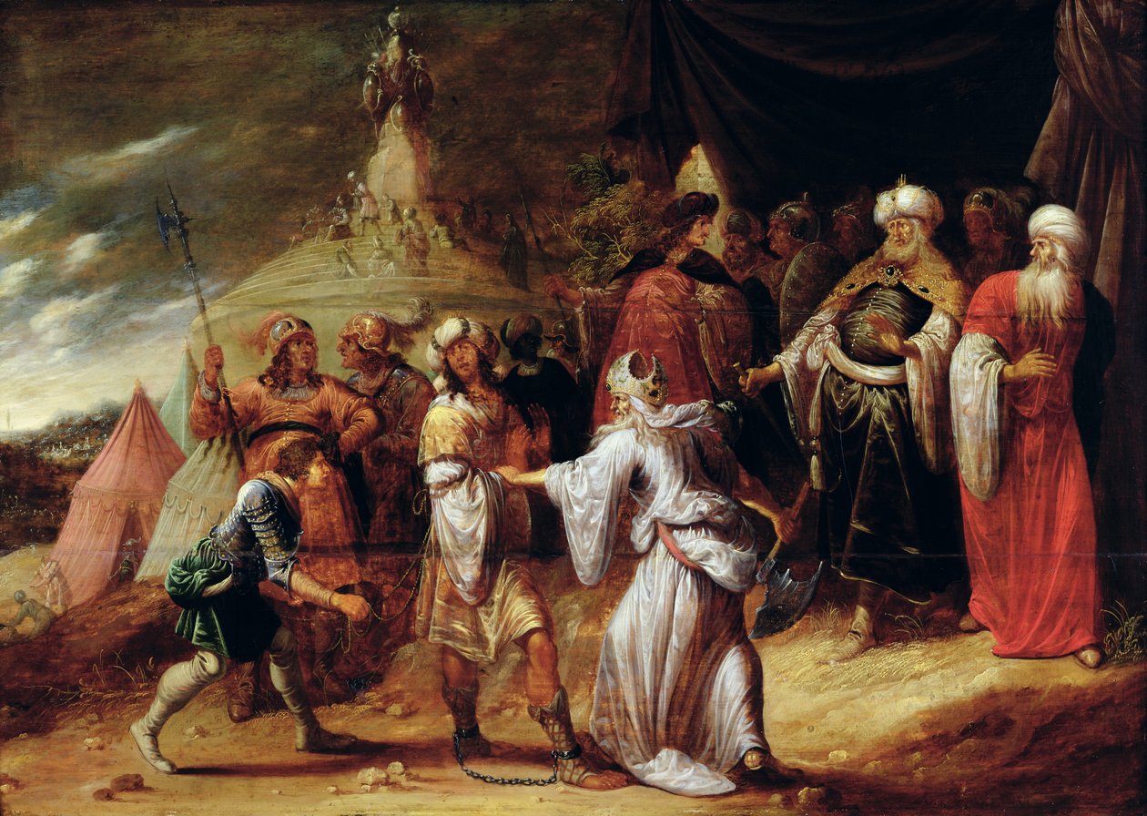 Samuel drepte Agag, kongen av amalekittene (olje på panel) av Rombout van Troyen
