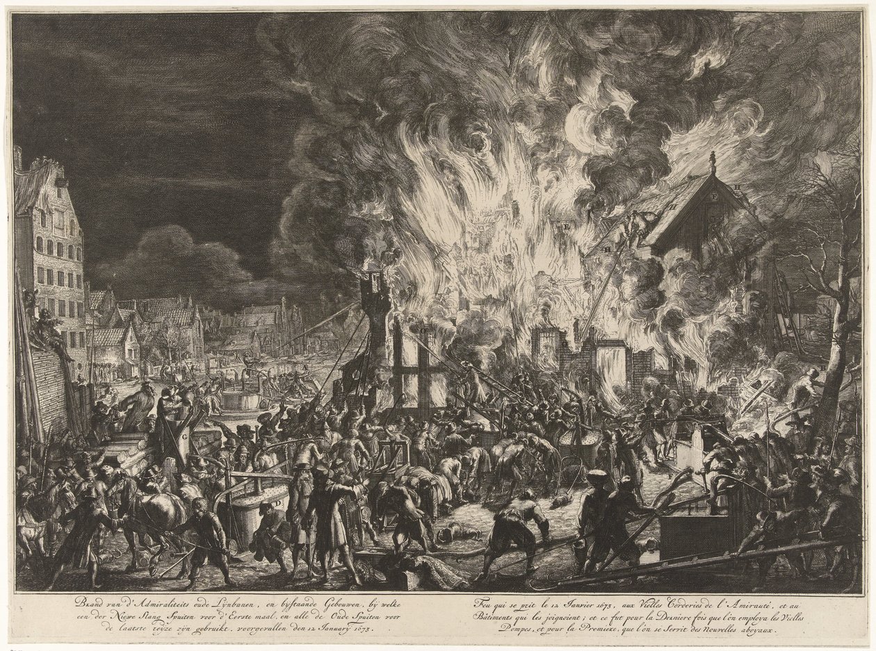 Brann i Admiralitetslinjene, 1673 Brann i Admiralitetets gamle Lijnbaans og tilstøtende bygninger (...) skjedde 12. januar 1673 / Feu qui se prit le 12. januar 1673, auxvielles Corderies de l
