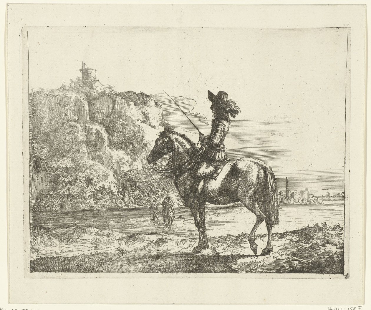 Rytter ved en elv. av Romeyn de Hooghe (attributed to)