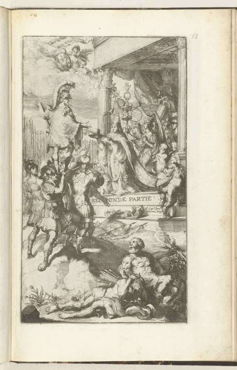 Titteltrykk for andre del av Guerres de Flandres Seconde partie (tittel på objekt) Guerres de Flandres (serietittel) av Romeyn de Hooghe (attributed to)