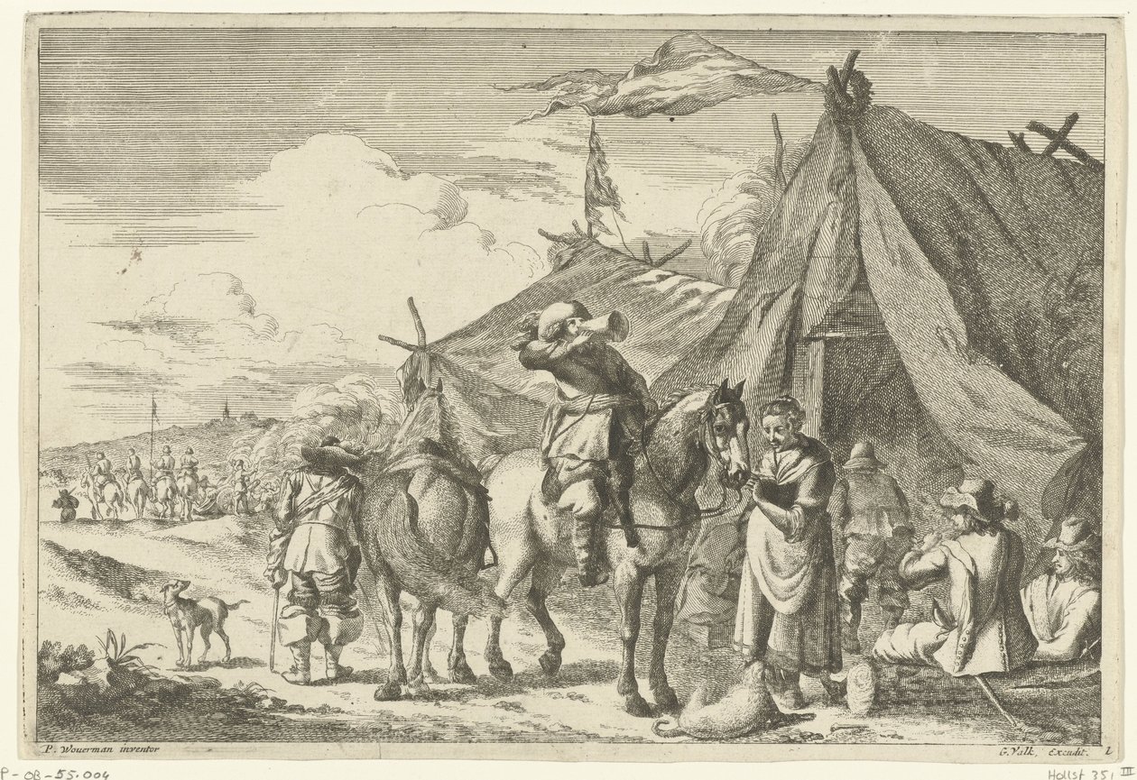 Rytterne hviler ved telt av Romeyn de Hooghe (rejected attribution)