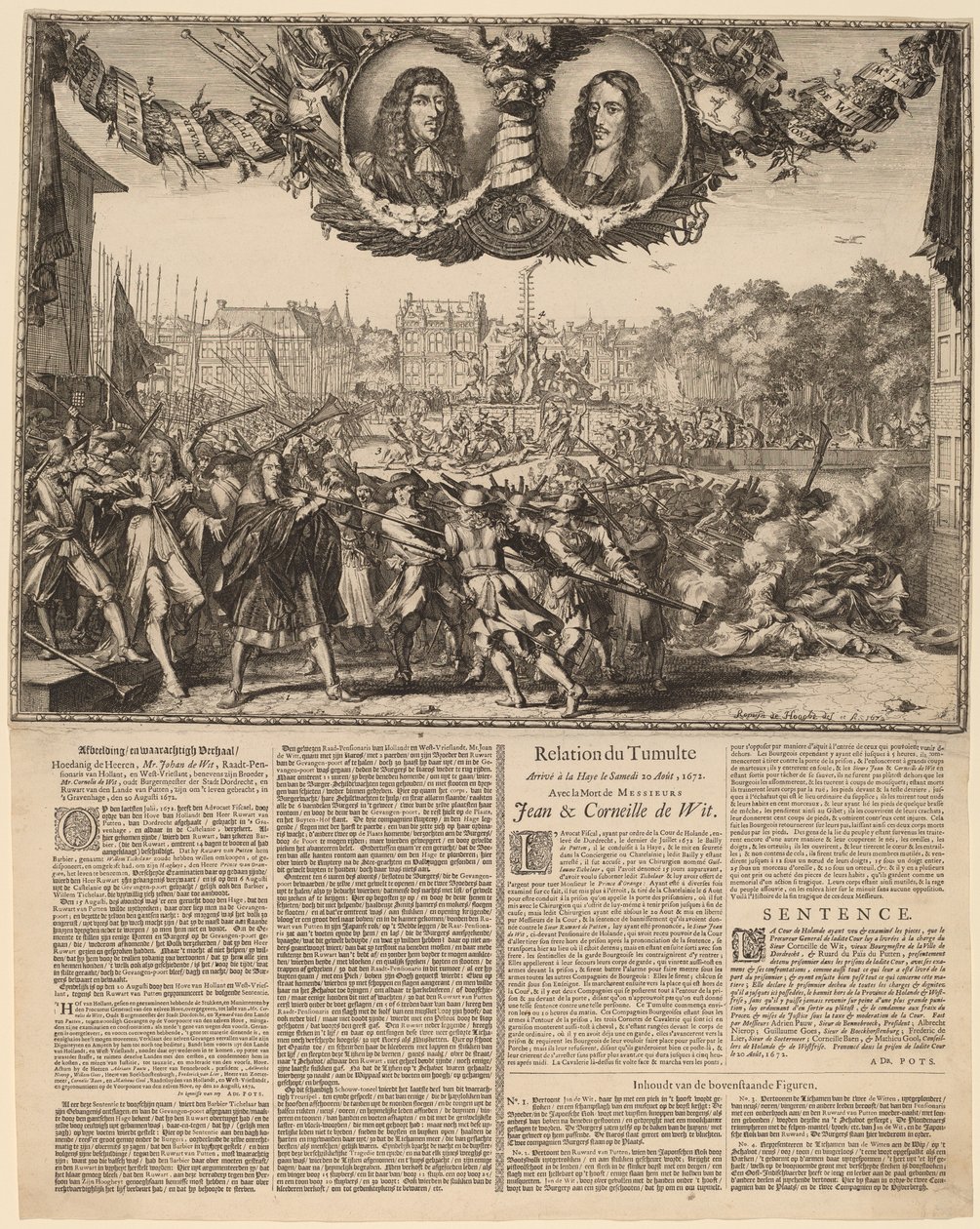 Image and Truthful Story... (Representasjon av den sanne historien om Johan de Witt...) av Romeyn de Hooghe