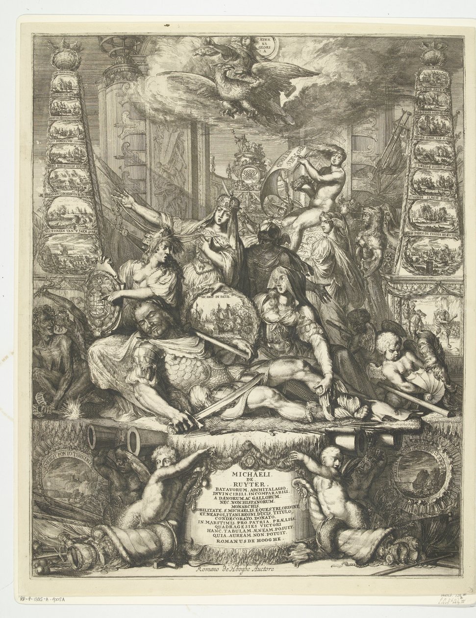 Allegori om Michiel de Ruyters død, 1676 av Romeyn de Hooghe